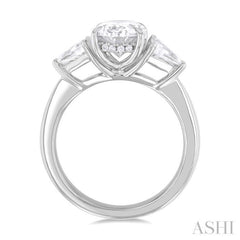 1/2 Ctw Oval Shape Trillion Cut & Round Cut Diamond Semi Mount Engagement Ring in 14K White Gold