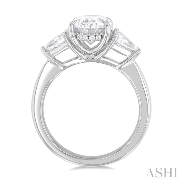 1/2 Ctw Oval Shape Trillion Cut & Round Cut Diamond Semi Mount Engagement Ring in 14K White Gold