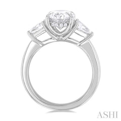 1/2 Ctw Oval Shape Trillion Cut & Round Cut Diamond Semi Mount Engagement Ring in 14K White Gold