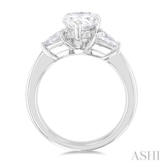 1/2 Ctw Pear Shape Trillion Cut & Round Cut Diamond Semi Mount Engagement Ring in 14K White Gold