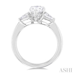 1/4 Ctw Pear Shape Trillion Cut & Round Cut Diamond Semi Mount Engagement Ring in 14K White Gold