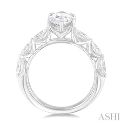 3/4 Ctw Marquise Shape Marquise and Round Cut Diamond Semi Mount Engagement Ring in 14K White Gold