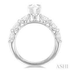 3/4 Ctw Pear Shape Marquise and Round Cut Diamond Semi Mount Engagement Ring in 14K White Gold