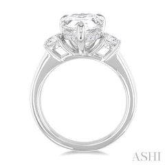 1.00 Ctw Tri-Mount Pear Shape Round Cut Diamond Semi Mount Engagement Ring in 14K White Gold