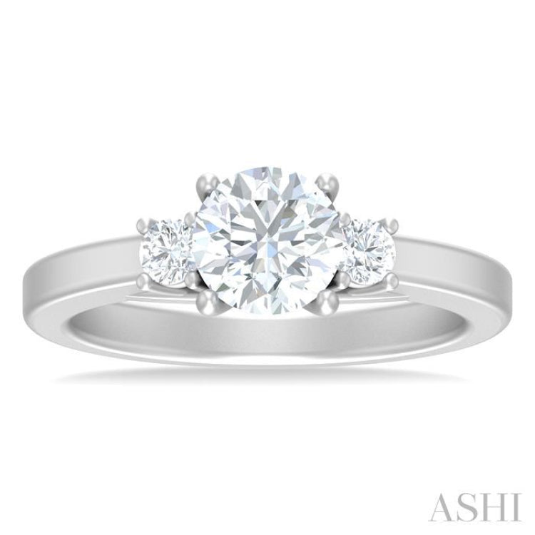 1/4 Ctw Tri-Mount Past, Present and Future Round Cut Diamond Semi Mount Engagement Ring in 14K White Gold