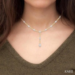 1 3/4 Ctw Lovebright Oval Shape Round Cut Diamond Paperclip Fashion Necklace in 14K Yellow and White Gold