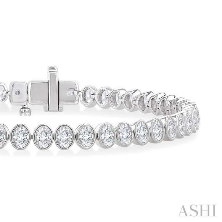 4 1/2 ctw North-South Bezel Set Oval Cut Diamond Tennis Bracelet in 14K White Gold