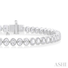 4 1/2 ctw North-South Bezel Set Oval Cut Diamond Tennis Bracelet in 14K White Gold