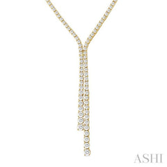 5 Ctw Open End Y-Shape Round Cut Diamond Lariat Necklace in 14K Yellow Gold