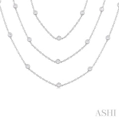 5.00 ctw Bezel Set Round Cut Diamond 60-Inch Long Station Necklace in 14K White Gold