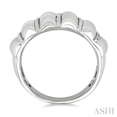 1/10 Ctw Ribbed Dome Shape Round Cut Diamond Pirouette Bold Wide Fashion Band in Sterling Silver
