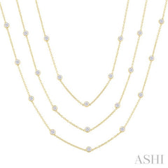 7.00 ctw Bezel Set Round Cut Diamond 60-Inch Long Station Necklace in 14K Yellow Gold