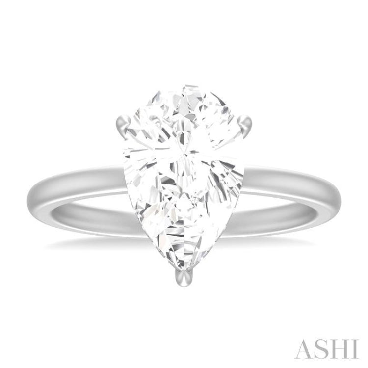 1/10 Ctw Pear Shape Round Cut Diamond Semi Mount Engagement Ring in 14K White Gold