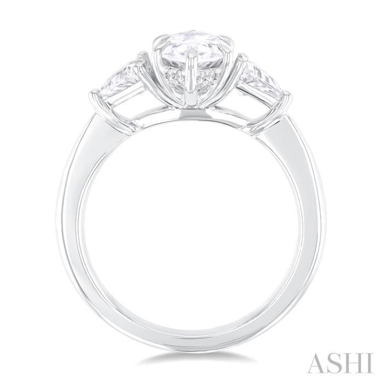 1/4 Ctw Marquise Shape Trillion and Round Cut Diamond Semi Mount Engagement Ring in 14K White Gold