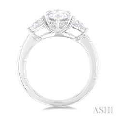 1/4 Ctw Marquise Shape Trillion and Round Cut Diamond Semi Mount Engagement Ring in 14K White Gold