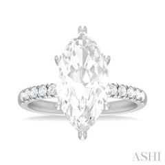 1/3 Ctw Marquise Shape Round Cut Diamond Semi Mount Engagement Ring in 14K White Gold