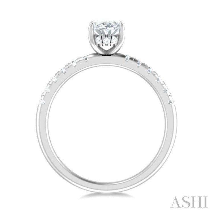 1/3 Ctw Oval Shape Round Cut Diamond Semi Mount Engagement Ring in 14K White Gold