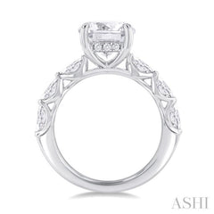 1.00 Ctw Round Shape Marquise and Round Cut Diamond Semi Mount Engagement Ring in 14K White Gold