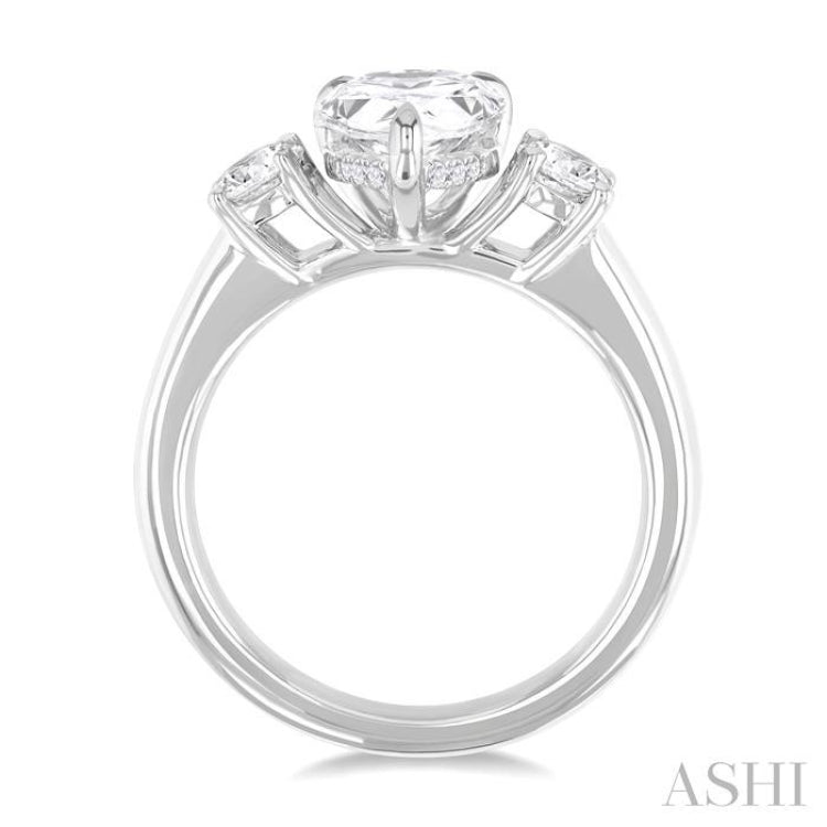 1/4 Ctw Tri-Mount Pear Shape Round Cut Diamond Semi Mount Engagement Ring in 14K White Gold