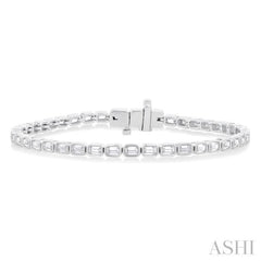 4 3/4 ctw East-West Bezel Set Emerald Cut Diamond Tennis Bracelet in 14K White Gold