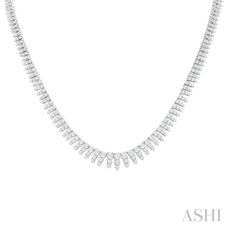 5 ctw Graduated Round Cut Waterfall Diamond Necklace in 14K White Gold
