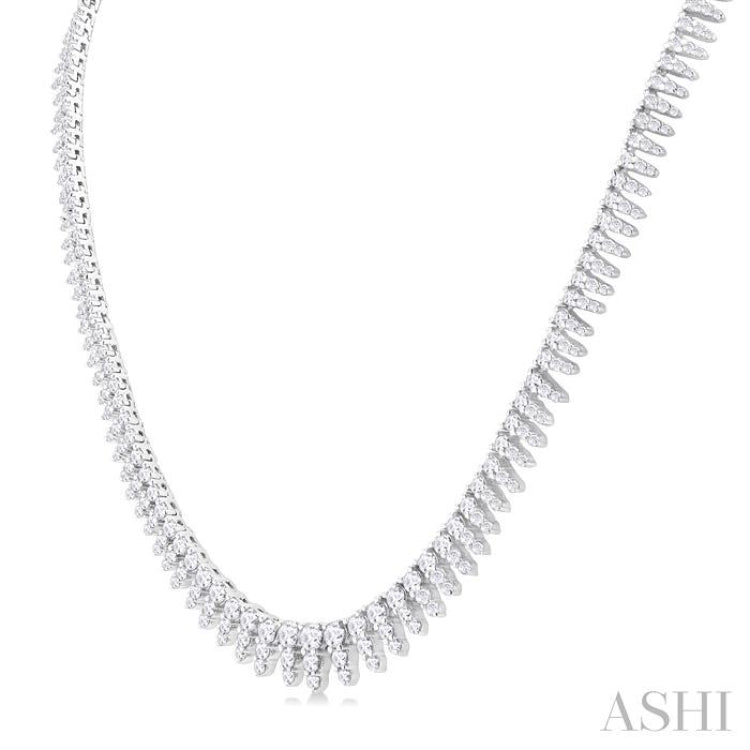 5 ctw Graduated Round Cut Waterfall Diamond Necklace in 14K White Gold