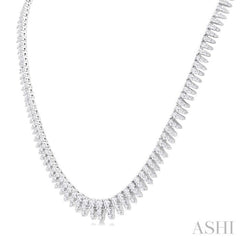 5 ctw Graduated Round Cut Waterfall Diamond Necklace in 14K White Gold