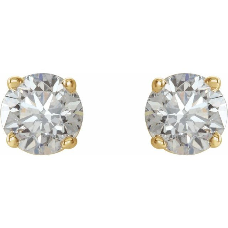 14K Yellow 3/8 CTW Natural Diamond Lightweight Basket Earring Mounting