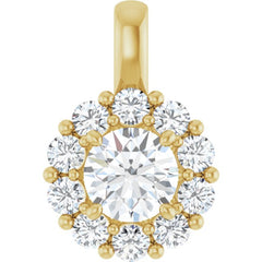 14K Yellow 1 CTW Lab-Grown Diamond Halo-Style Pendant