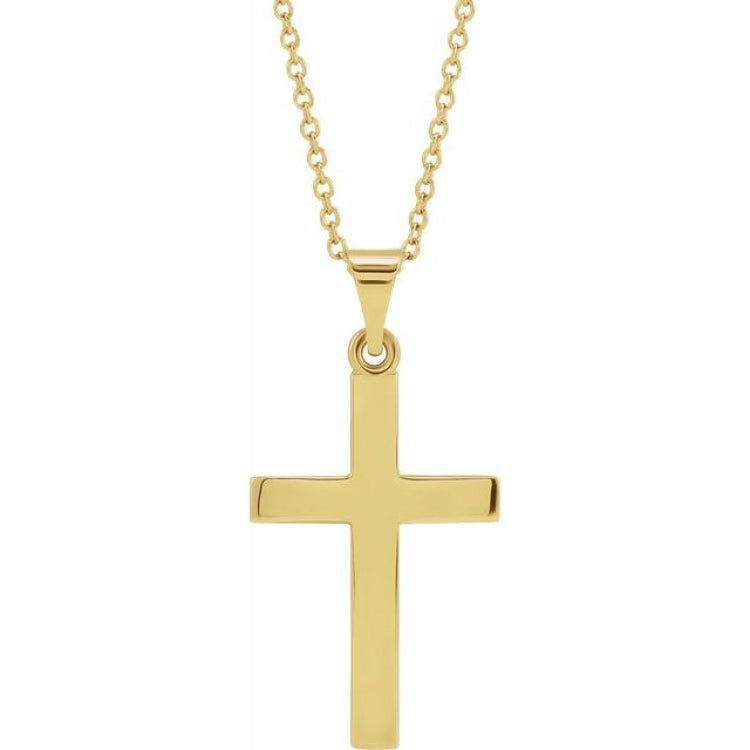 18K Yellow Gold-Plated Sterling Silver Cross 18" Necklace