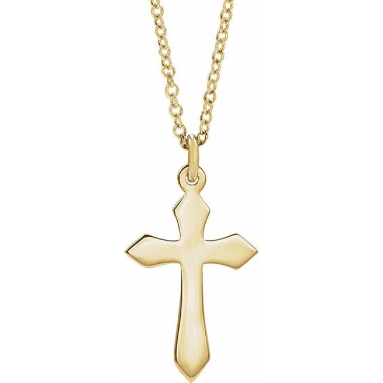 18K Yellow Gold-Plated Sterling Silver Cross 18" Necklace