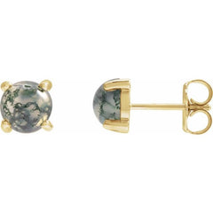 14K Yellow 6 mm Natural Moss Agate Earrings