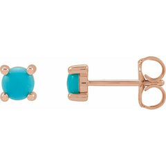 14K Rose 4 mm Natural Turquoise Earrings