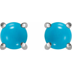 Platinum 5 mm Natural Turquoise Earrings