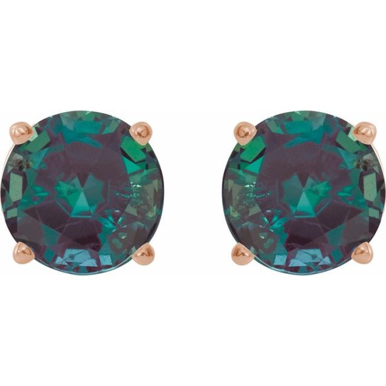 14K Rose Gold 6 mm Lab-Grown Alexandrite Earrings