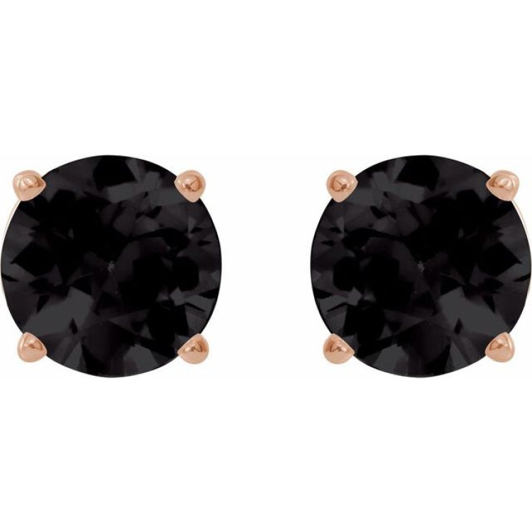 14K Rose Gold 6 mm Natural Black Onyx Earrings