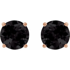 14K Rose 6 mm Natural Black Onyx Stud Earrings