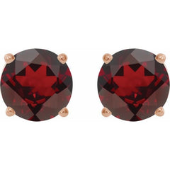 14K Rose 6 mm Natural Mozambique Garnet Stud Earrings