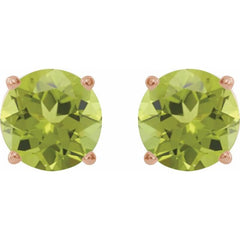 14K Rose 6 mm Natural Peridot Stud Earrings