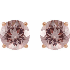 14K Rose 6 mm Natural Pink Morganite Stud Earrings