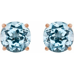 14K Rose Gold 6 mm Natural Sky Blue Topaz Earrings