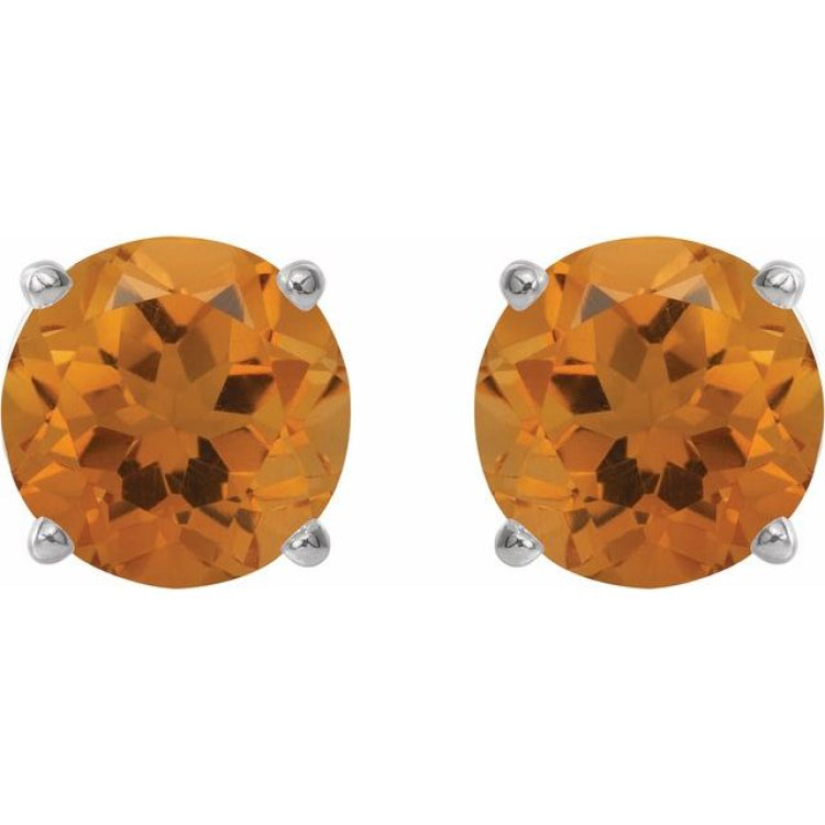 14K White 6 mm Natural Citrine Stud Earrings