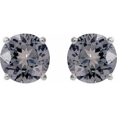 14K White 6 mm Natural Gray Spinel Stud Earrings