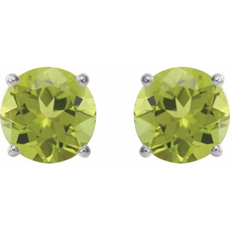 14K White 6 mm Natural Peridot Stud Earrings