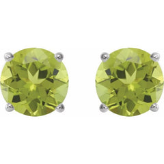 14K White 6 mm Natural Peridot Stud Earrings