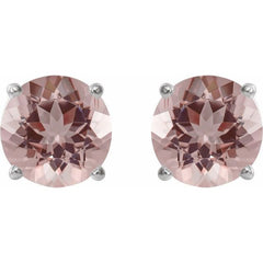 14K White 6 mm Natural Pink Morganite Stud Earrings