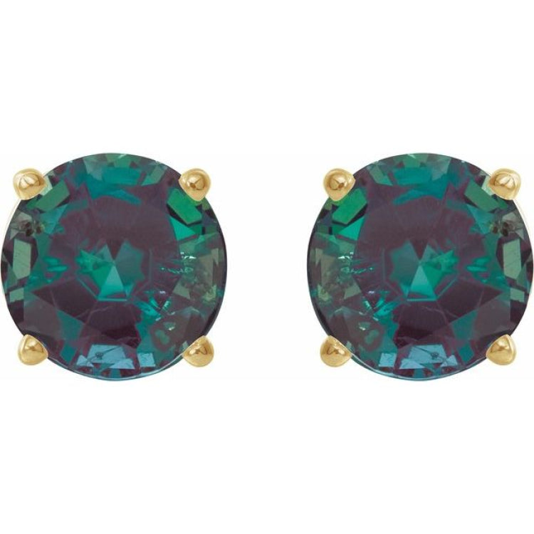 14K Yellow 6 mm Lab-Grown Alexandrite Stud Earrings