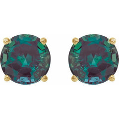 14K Yellow 6 mm Lab-Grown Alexandrite Stud Earrings