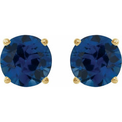 14K Yellow 6 mm Lab-Grown Blue Sapphire Stud Earrings