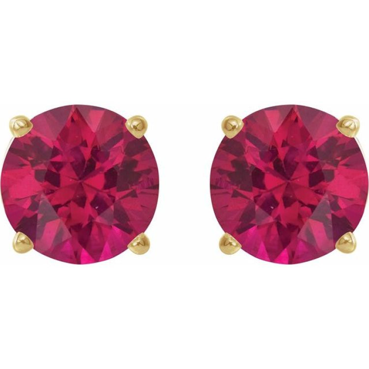 14K Yellow 6 mm Lab-Grown Ruby Stud Earrings